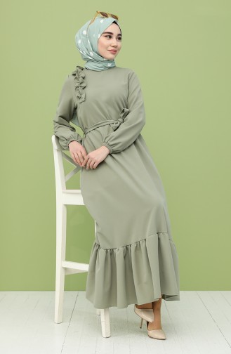 Unreife Mandelgrün Hijab Kleider 0141-06