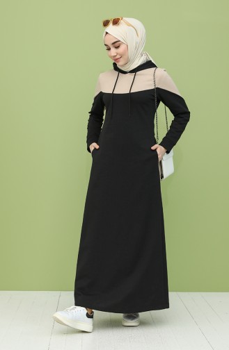 Schwarz Hijab Kleider 5092-01