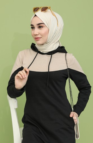 Kapüşonlu Spor Elbise 5092-01 Siyah