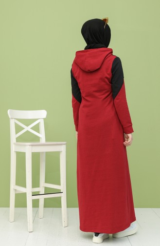 Weinrot Hijab Kleider 5092-02