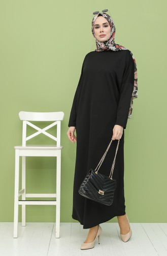 Schwarz Hijab Kleider 5555-01