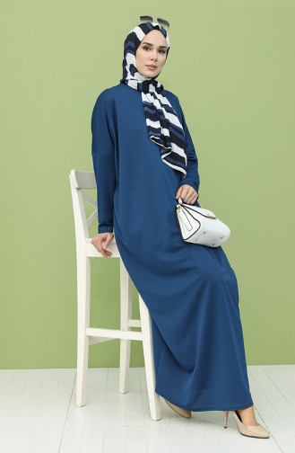 Yarasa Kol Elbise 5555-02 İndigo