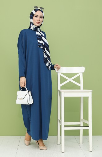 Yarasa Kol Elbise 5555-02 İndigo
