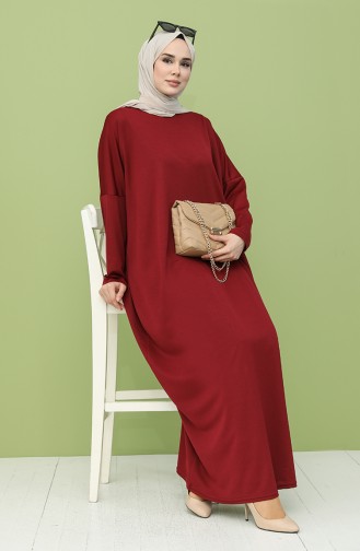 Claret Red Hijab Dress 5555-03