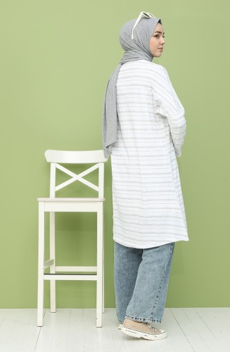 Çizgili Tunik 8231-01 Ekru