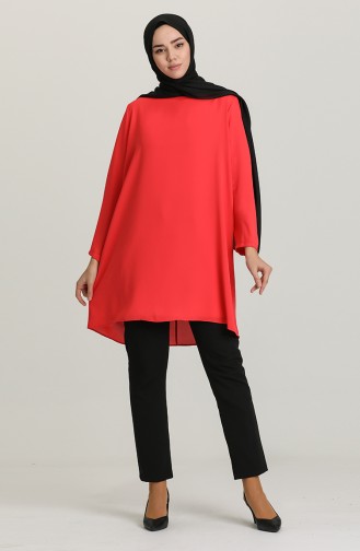 Bisiklet Yaka Tunik 0107-01 Mercan