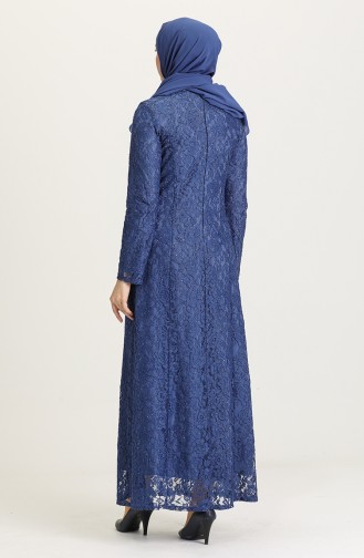فستان سهرة بتصميم دانتيل 2054-05 لون أزرق 2054-05