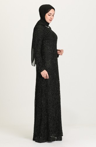 Schwarz Hijab-Abendkleider 2054-03