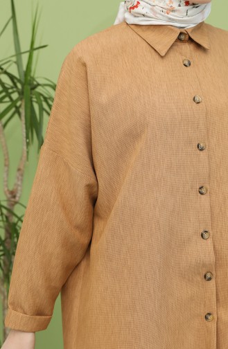 Düğmeli Tunik Pantolon İkili Takım 1410-03 Camel