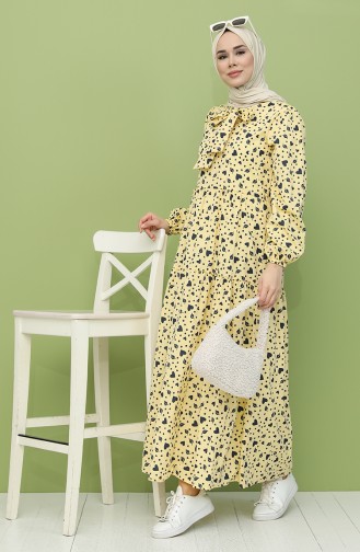Yellow Hijab Dress 1443-07