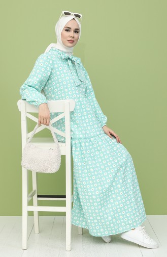 Sea Green Hijab Dress 1445-01