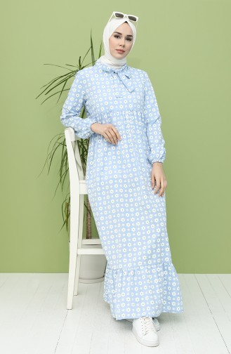 Ice Blue Hijab Dress 1448-03