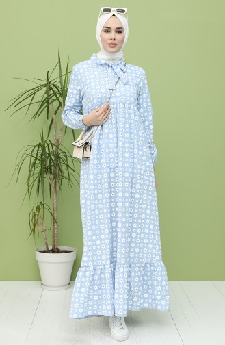 Ice Blue Hijab Dress 1448-03