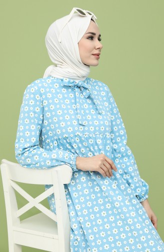 Blau Hijab Kleider 1448-04