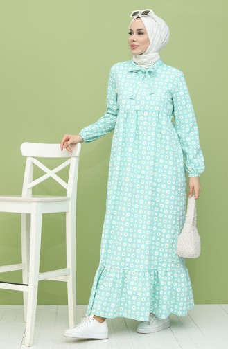 Sea Green Hijab Dress 1448-09
