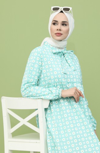 Sea Green Hijab Dress 1448-09