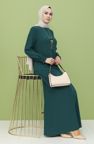 Smaragdgrün Hijab Kleider 1003-08