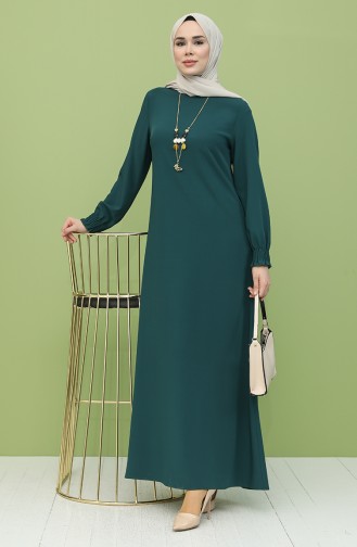 Robe Hijab Vert emeraude 1003-08