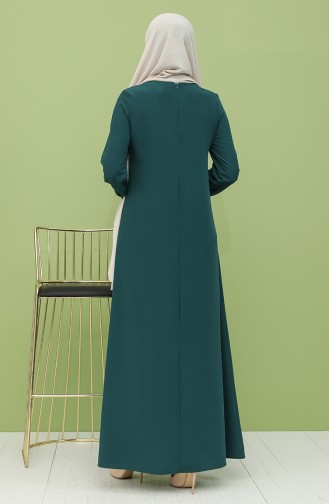 Kolyeli Elbise 1003-08 Zümrüt Yeşil