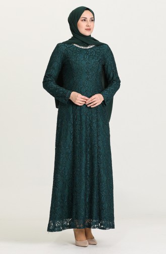 Smaragdgrün Hijab-Abendkleider 2054-02