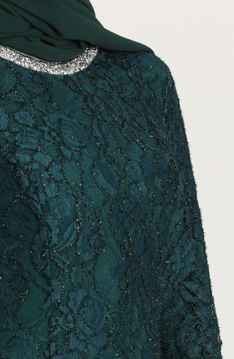 Large Size Lace Overlay Evening Dress 2054-02 Emerald Green 2054-02