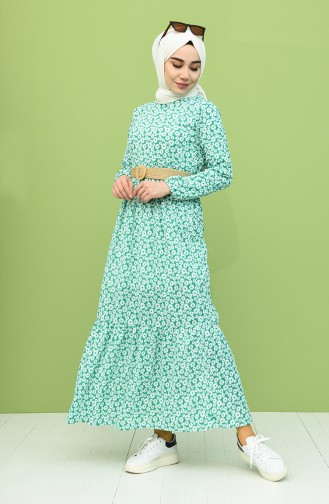 Grün Hijab Kleider 0387-03