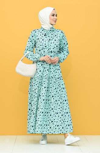 Sea Green Hijab Dress 1443-05