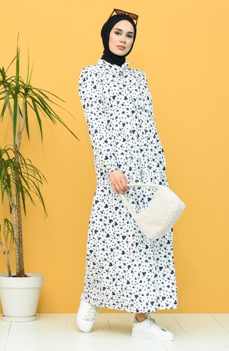 White Hijab Dress 1443-10