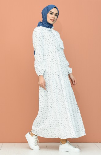 White Hijab Dress 1444-01