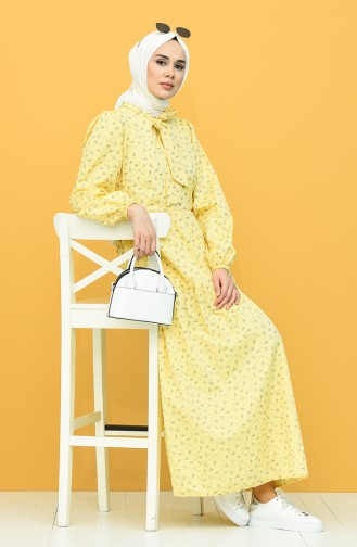 Gelb Hijab Kleider 1444-03