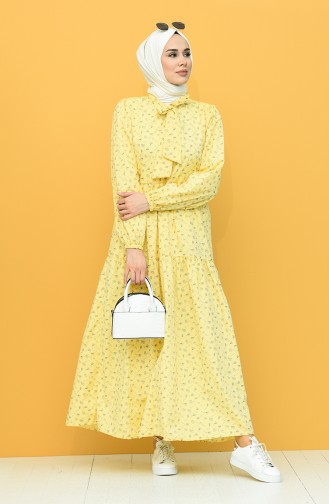 Yellow Hijab Dress 1444-03