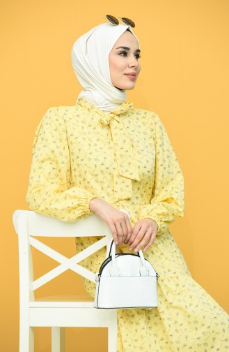 Gelb Hijab Kleider 1444-03