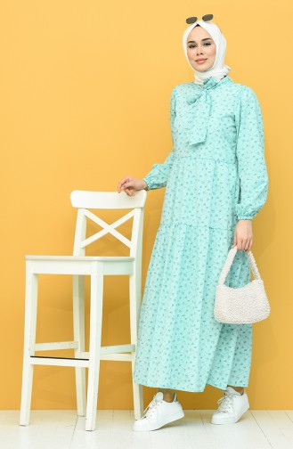 Sea Green Hijab Dress 1444-05