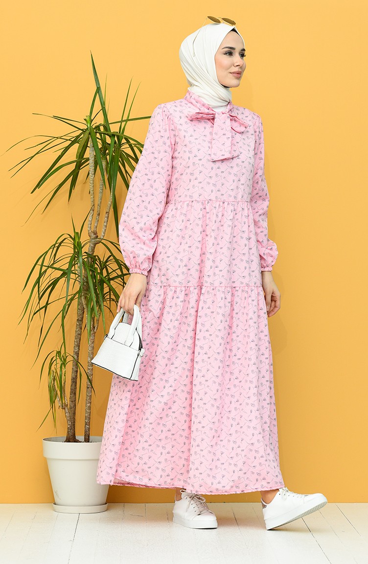 Pink Hijab Dress 1444-07