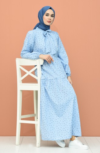 Robe Hijab Bleu Glacé 1444-10