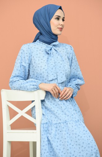 Eisblau Hijab Kleider 1444-10
