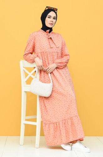 Orange Hijab Dress 1447-04
