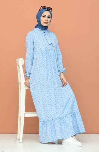 Ice Blue Hijab Dress 1447-07