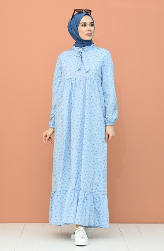 Ice Blue Hijab Dress 1447-07