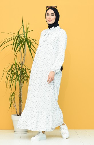 White Hijab Dress 1447-10