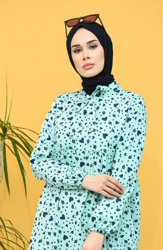 Wassergrün Hijab Kleider 1449-02