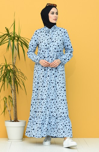 Light Blue Hijab Dress 1449-03