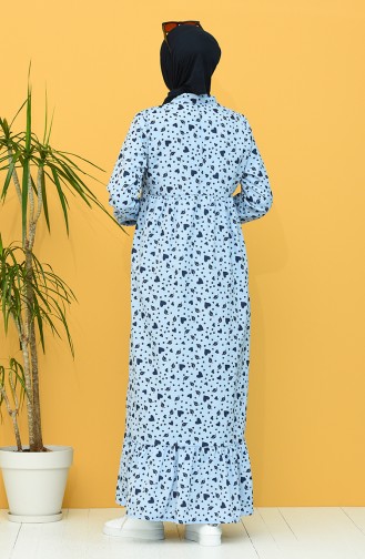 Light Blue Hijab Dress 1449-03