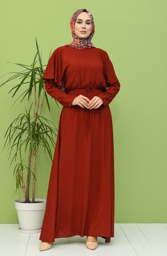 Claret Red Hijab Dress 8313-03