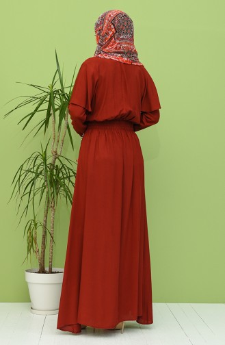 Claret Red Hijab Dress 8313-03