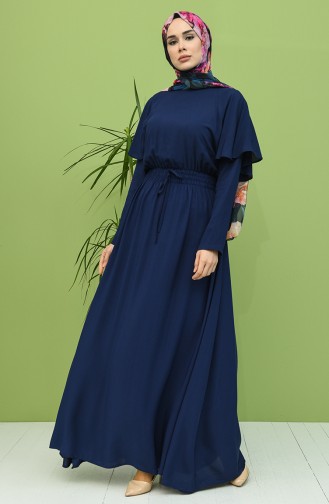 Navy Blue Hijab Dress 8313-04