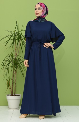 Navy Blue Hijab Dress 8313-04