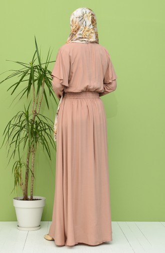 Beige-Rose Hijab Kleider 8313-06
