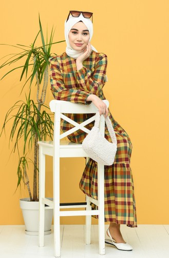 Khaki Hijab Dress 5305-02