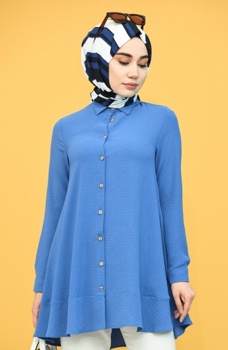 Düğmeli Tunik 1504-14 İndigo